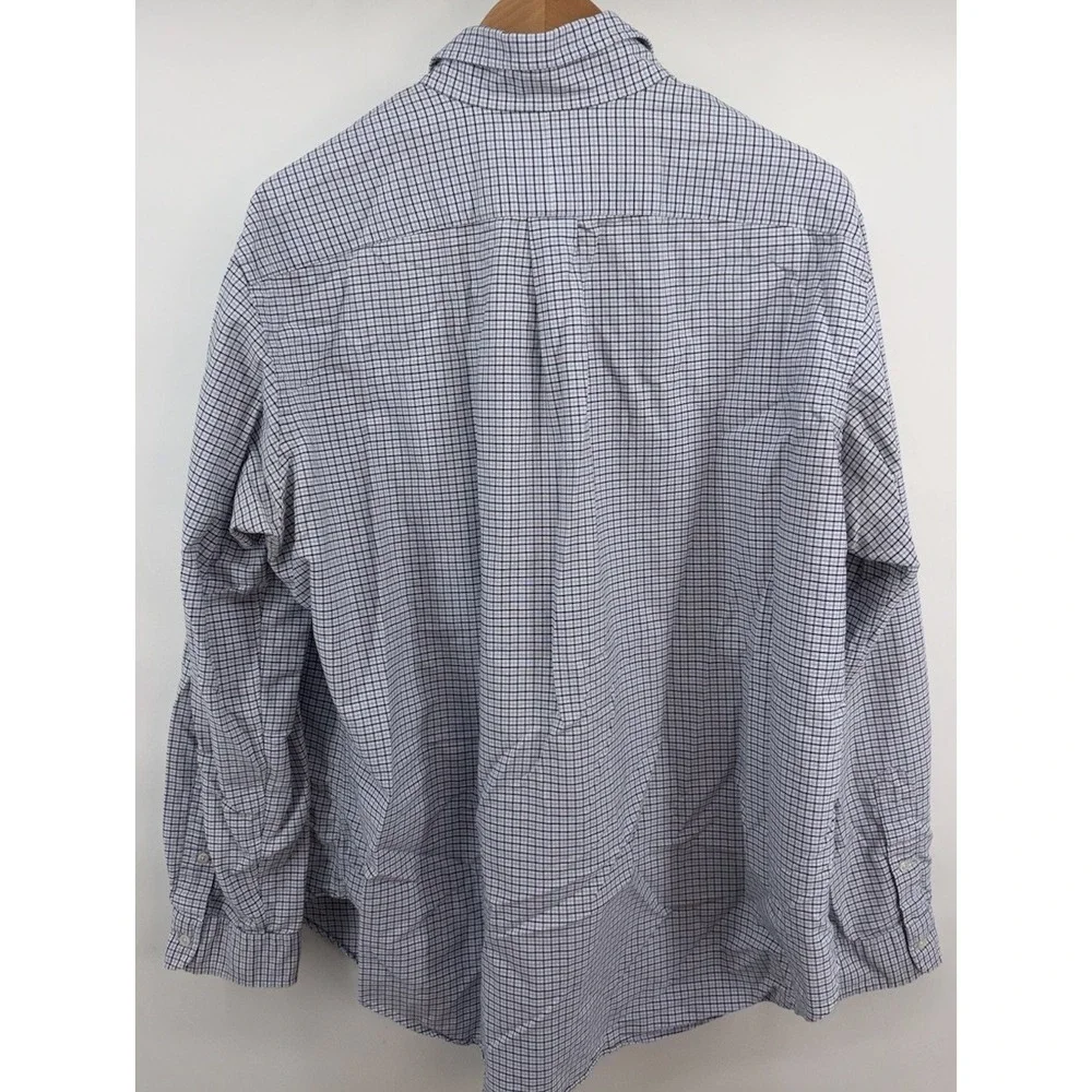 Polo Ralph Lauren Button Down XXL 2XL White Blue Black Plaid Check Long Sleeve